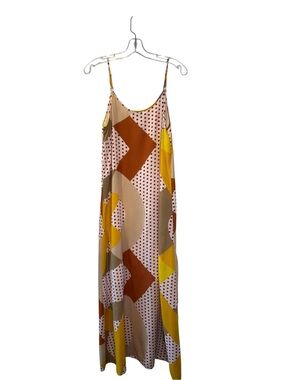 Compania Fantastica Women’s Geometric Print Slip Dress- Red & Brown sz.  Small